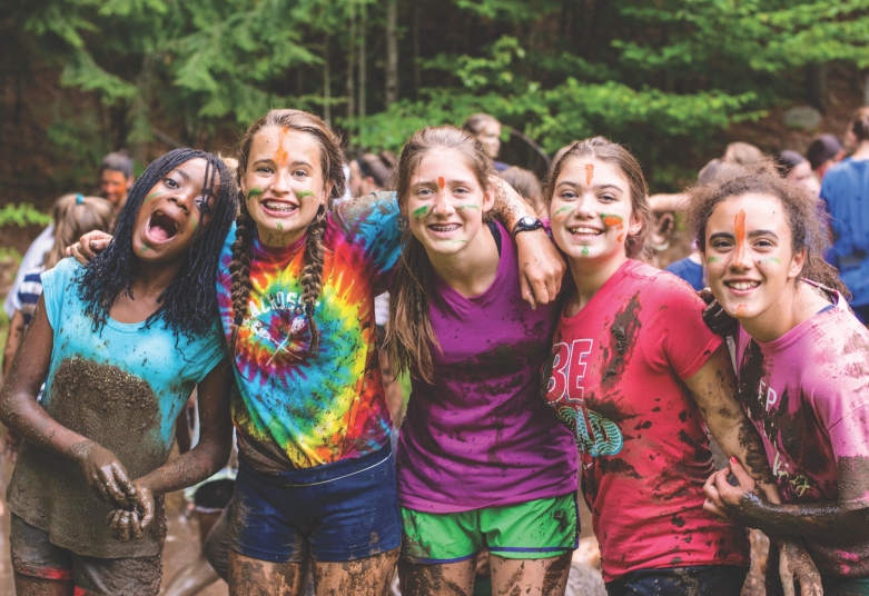 Girls covered in mud