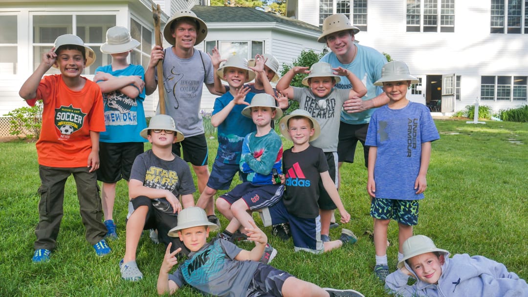 Group of explorer boys wearing hats