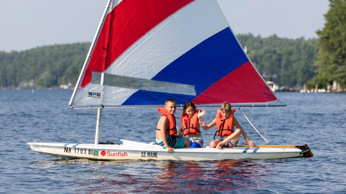 Brookwood campers sailing on the lake