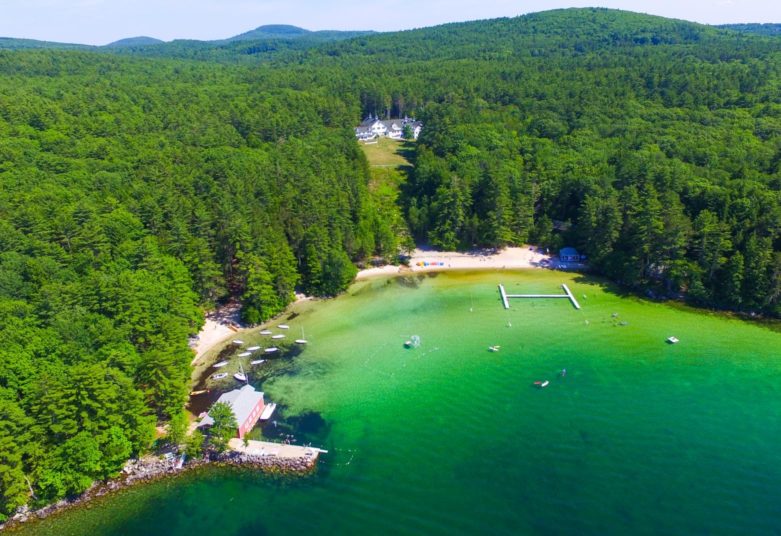 aerial of brookwoods and deer run waterfront and front lawn