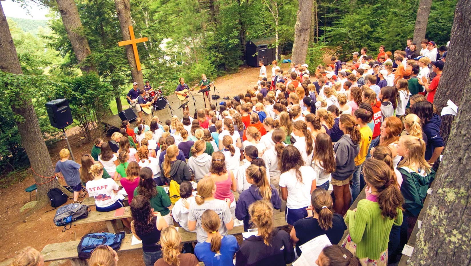 Deer Run campers at a outdoor prayer event