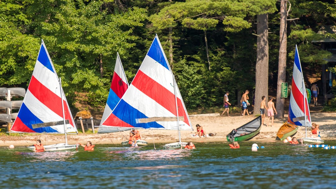 Deer Run campers using sailboats