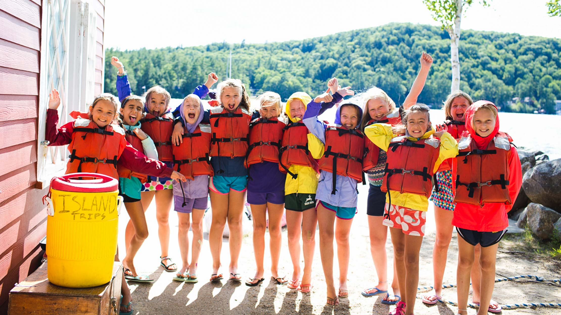 Deer Run explorers wearing life jackets at Plum Island