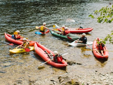 Group of boaters on the river