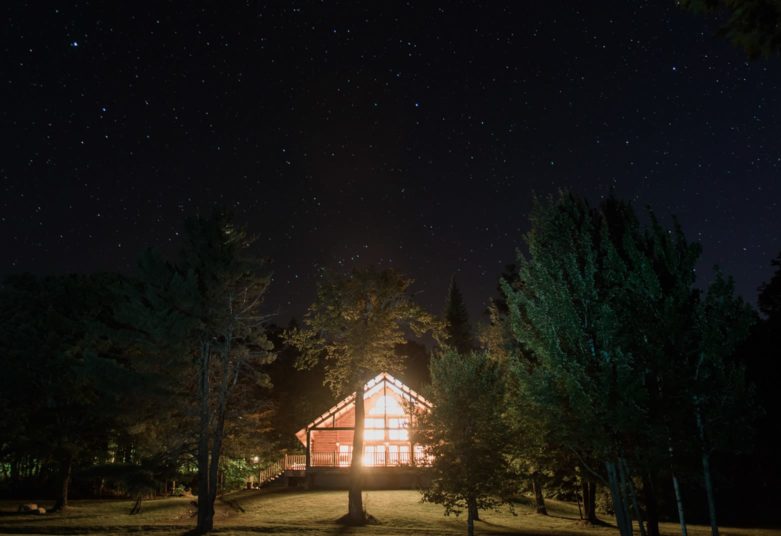 Moose Hall facility at night