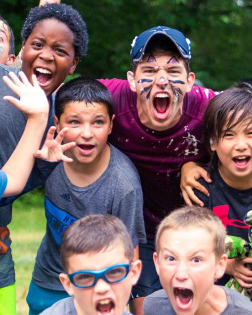 Brookwoods campers with face paint and screaming