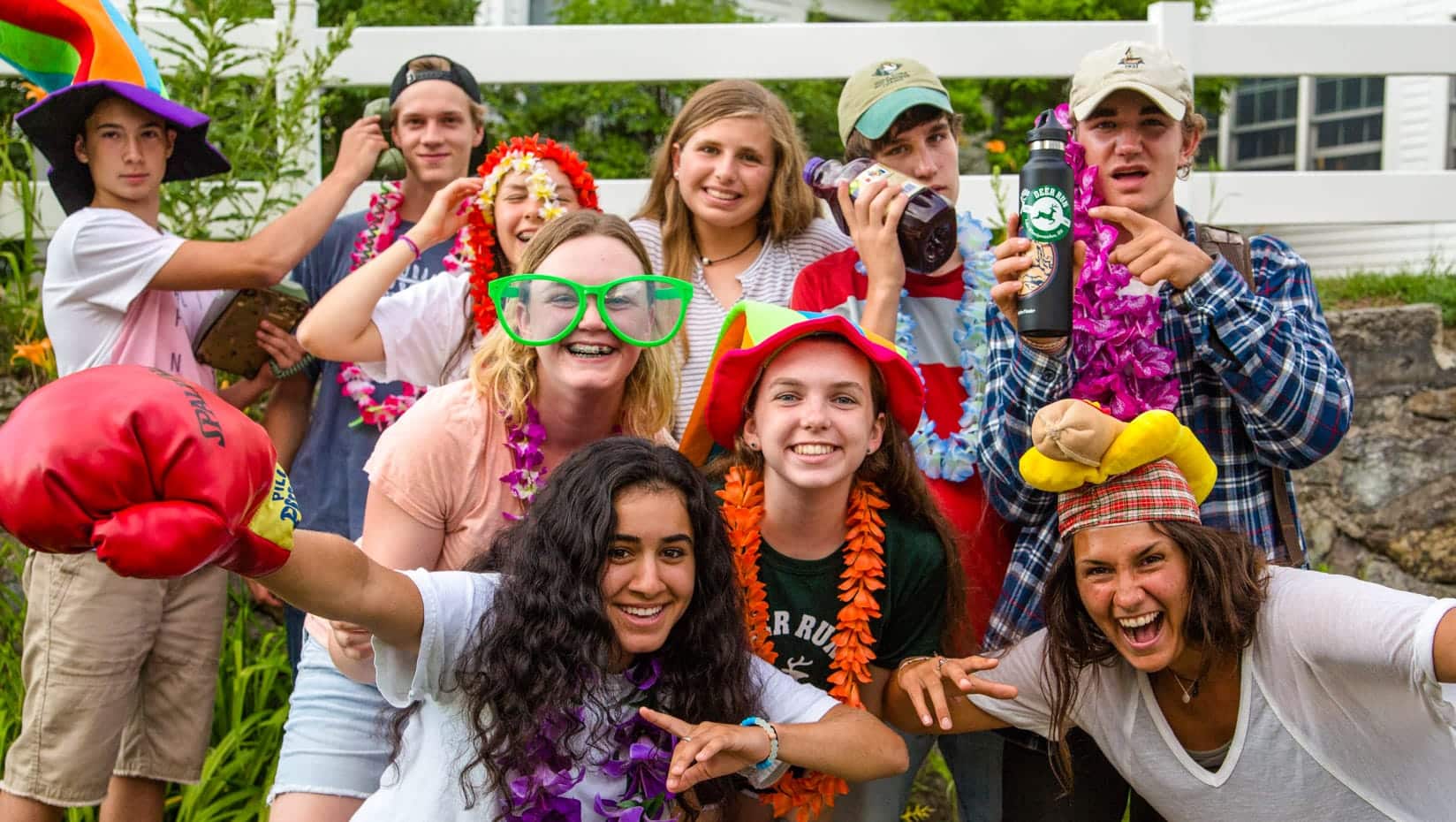 Campers dressed in costumes for July Sock Hop event