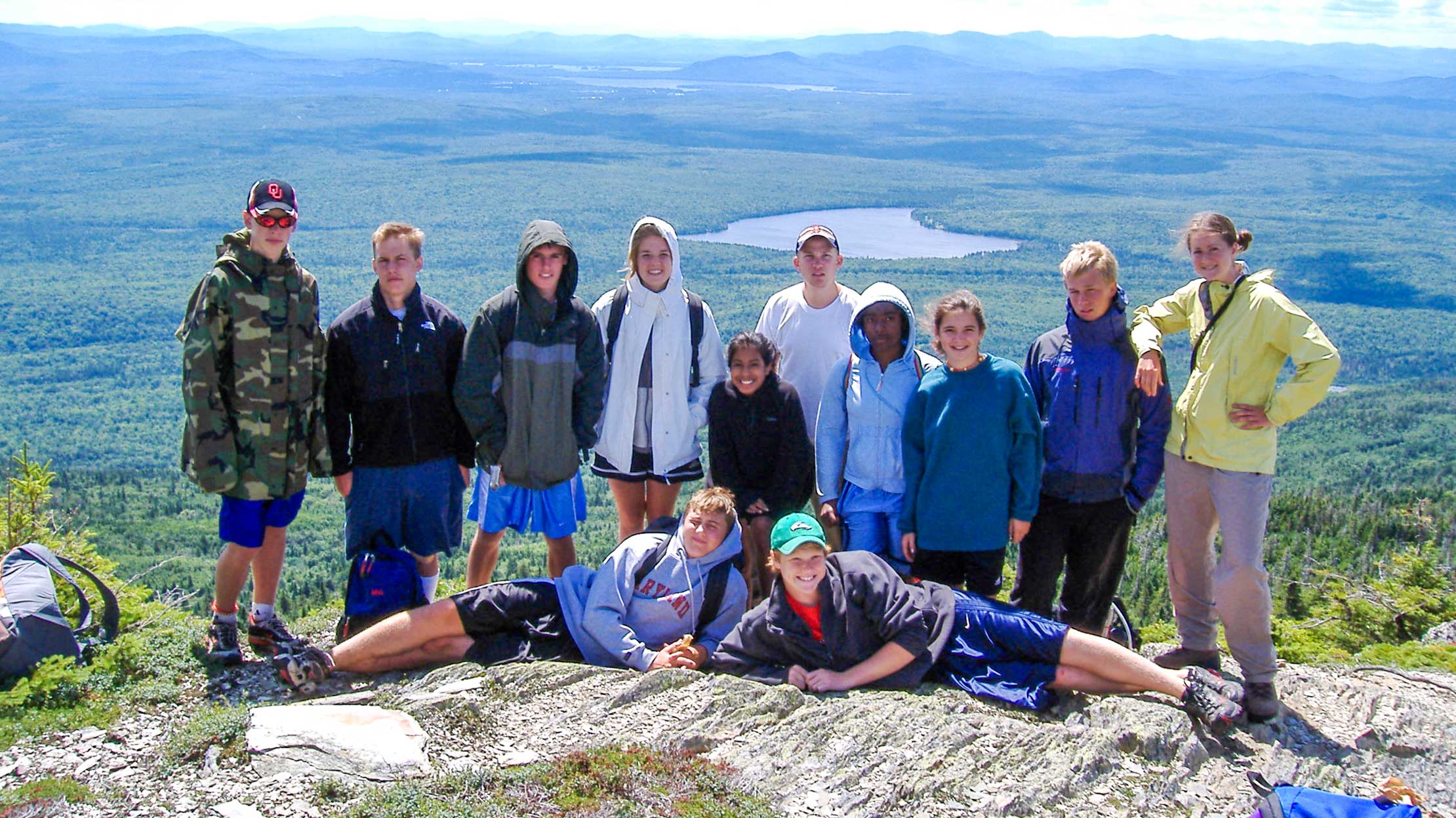 Group hiking while at the Moose River Conference Center