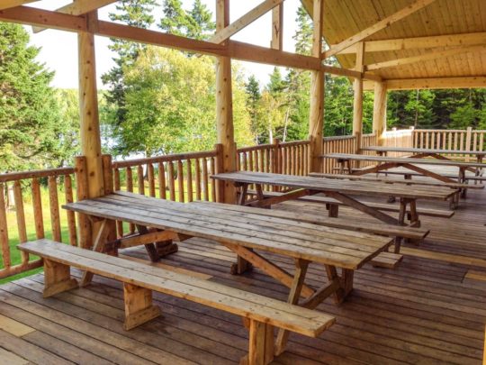 Picnic tables at Moose River