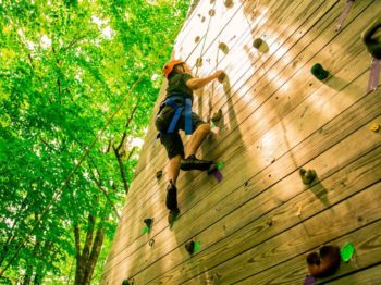 Boy on the MRO climbing wall