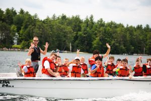 Campers on a boat